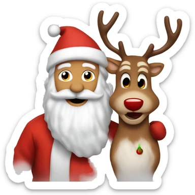 Santa with Rudolph  sticker