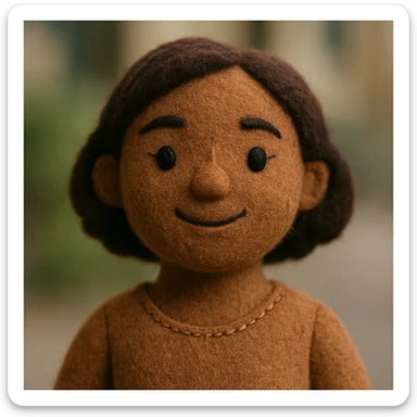 brown woman, plush portrait style sticker