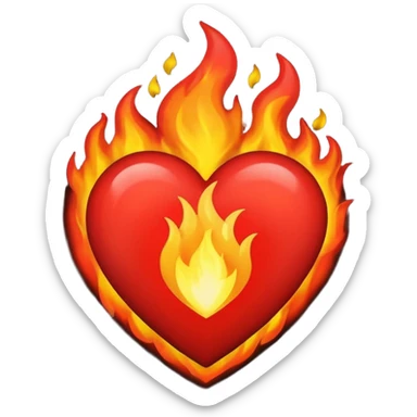Black and red heart on fire sticker