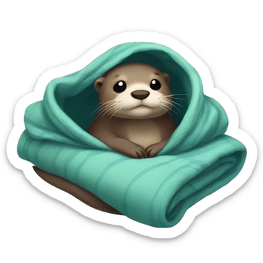 otter cozy in blanket sticker