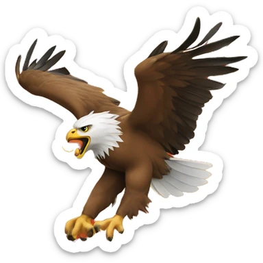 Eagle being hunted by a lion with yellow and red backgrounds sticker