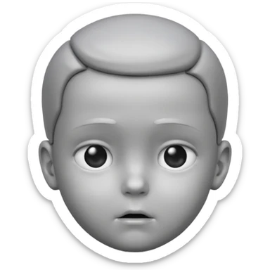 gray metal painted child bust face included sticker