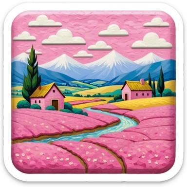 van gogh style pink SPAM art landscape sticker