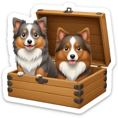 Shetland sheepdog and Australian shepherd in a box sticker