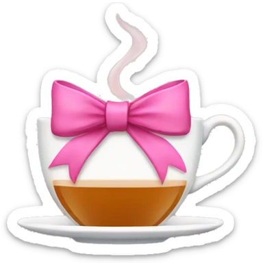Cup of tea with pink bow sticker