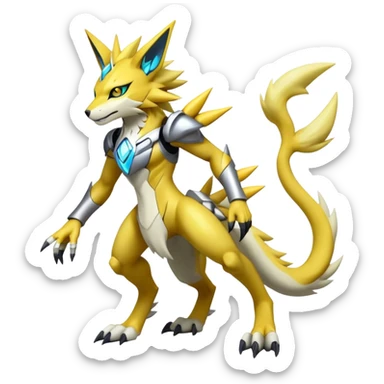  Cool Edgy Shiny Futuristic Ethereal Legendary Zeraora-Digimon-Lombax-Renamon-hybrid full body sticker