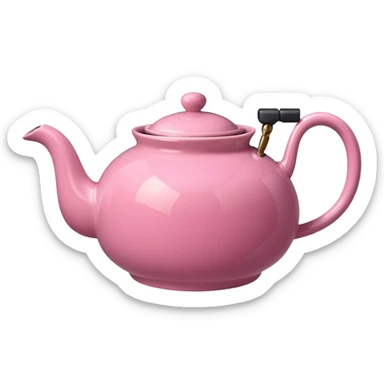 Pink steaming and boiling  tea pot with smoke sticker
