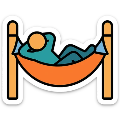Add a person relaxing in the hammock, keeping the color outline icon style. Remove the background. sticker