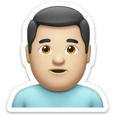 chubby man combover black hair wearing light blue shirt sticker