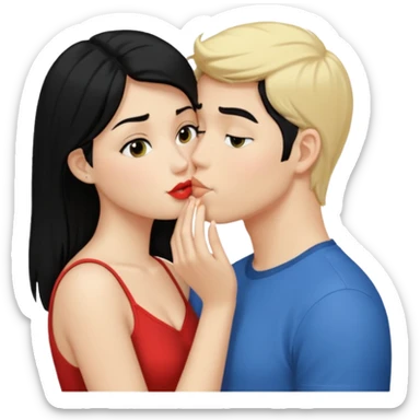 Girl with black hair kiss blonde gut sticker