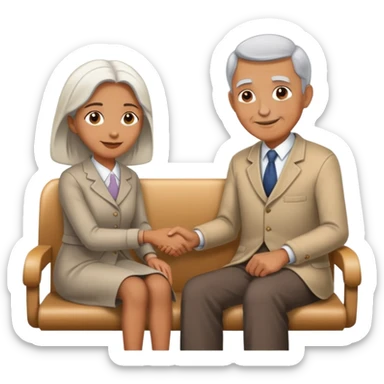 person offering a seat to an elder, kind and friendly sticker