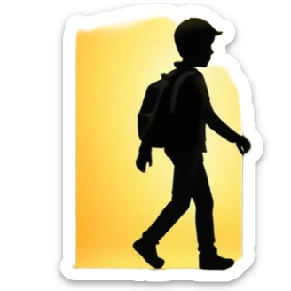silhouette walking through a glowing doorway sticker