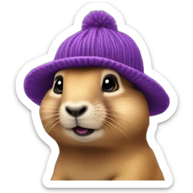 prairie dog with purple beanie just head sticker