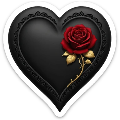 realistic gothic heart with a black rose petal sticker