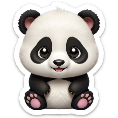 Cinematic Comical Baby Panda Portrait Emoji, Head tilted dramatically with an exaggeratedly amused expression, featuring a quirky, fluffy black and white Fur with wide, expressive eyes filled with playful disbelief, Simplified yet hilariously expressive features, highly detailed, glowing with a slightly sassy glow, high shine, dramatic yet playful, stylized with an air of cheeky mischief, bright and endearing, soft glowing outline, capturing the essence of a spirited and over-the-top baby panda, so meme-worthy it feels like it could roll its eyes into internet fame instantly! sticker