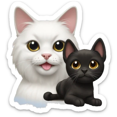white cat next to sable spitz and black petit brabancon sticker