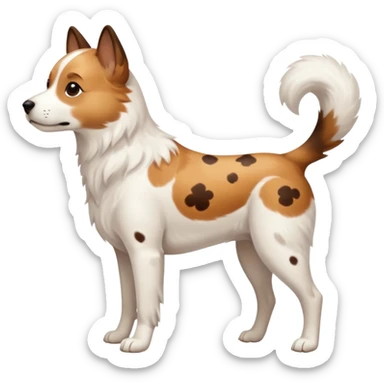 White dog with brown spots with ONLY three legs, from the side. It DOES NOT have four legs. ONLY THREE LEGS  sticker