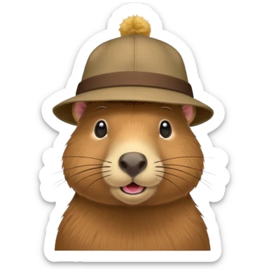 capybara with a Lucy hat, simple and friendly sticker