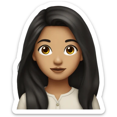 olive skin girl dark brown eyes long black hair sticker