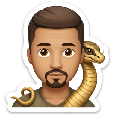 Homme métisse yeux marron avec un bouc cheveux court avec dégradé sur le côté, avec un cobra à côté sticker