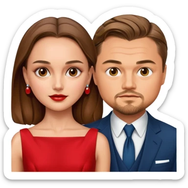 leonardo di caprio and Natalie Portman in a red dress sticker