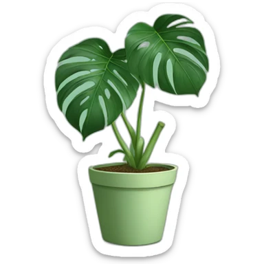 Monstera plant in a sage coloured pot sticker