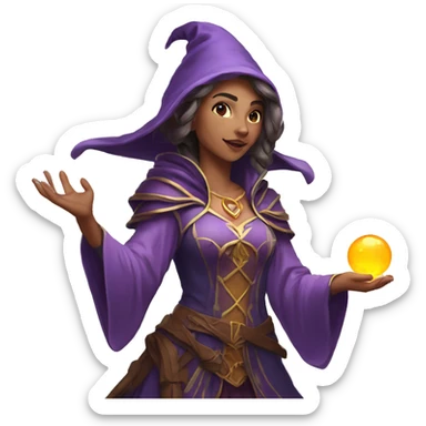 D&D female noble wizard elf casting a spell  sticker