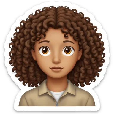 tan teenager with curly dark brown hair sticker