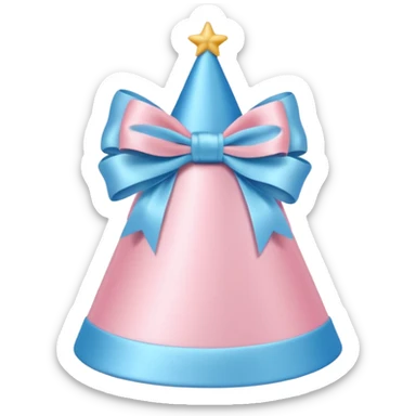 birthday hat with a bow, pastel pink and blue colors sticker
