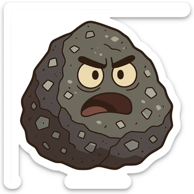 iron ore, stylized cartoon, chunky rock with metallic flecks, simple shading sticker