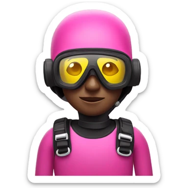 scuba diver wearing pink sticker