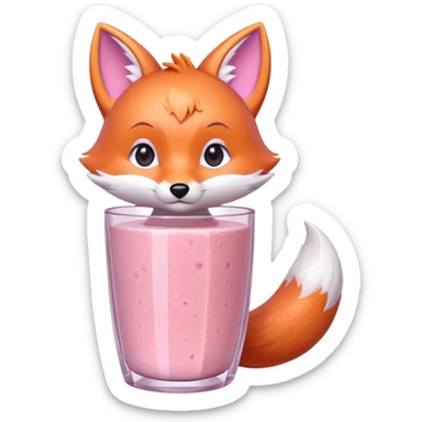 full-body chibi pastel pink fox-blender hybrid with transparent body showing a fruity smoothie inside, sparkling eyes, transparent background sticker