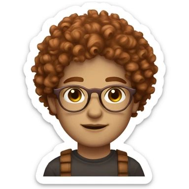 curly hair copper color hair, round glasses pale skin and hazel eyes and freckles sticker