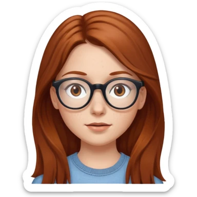 White girl with long chestnut hair and brown eye glasses  sticker