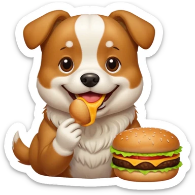 Perro, comiendo hamburguesa ￼ sticker