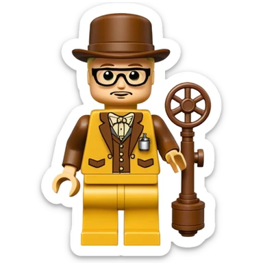 Steampunk Inventor yellow lego toy sticker