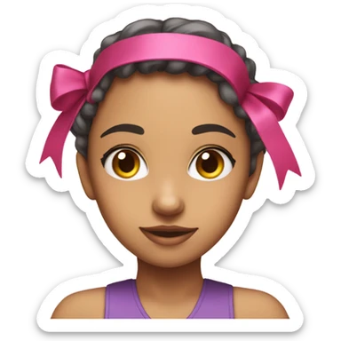 a pretty girl with a ribbon on her head sticker