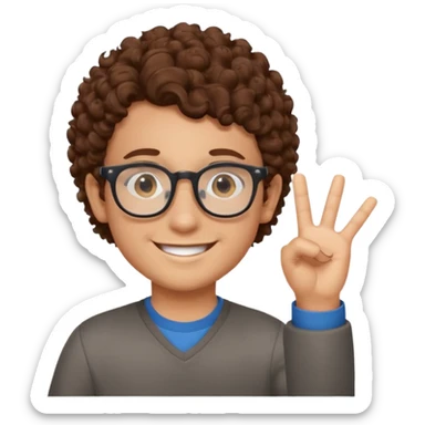 băiat cu ochelari și păr cârlionțat șaten aprobând sticker