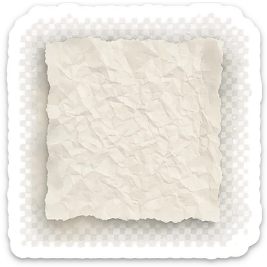 crumpled paper with irregular torn edge and faded watercolor shadows, transparent background, no face, no hands, no legs, no characters sticker