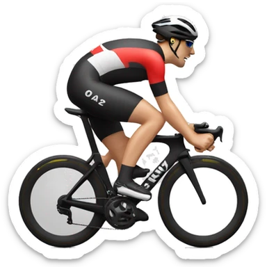 Cycliste au sprint pour gagner avec un maillot rouge, noir et blanc sticker