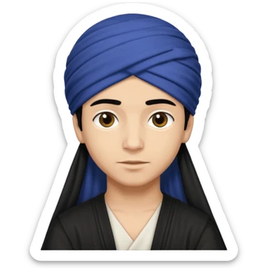Emoji de un chico con turbante árabe que el chico sea de color piel clara y que tenga cabello negro y de fondo blanco sticker