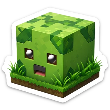 Make a minecraft gress block 3d,HD quality a emoji sticker