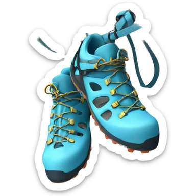 Light blue rock climbing shoes and harness sticker