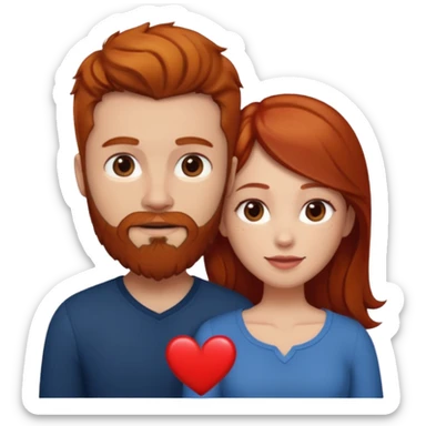 👩🏼‍❤️‍👨🏽 Something like this, but make the guy more lighter and give the girl a bit more red hair like ginger style make the guy have dark brown hair, same with the beard and add a heart in the middle above us sticker