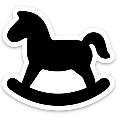 rocking horse, solid filled icon style, bold silhouette, no background sticker