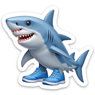 Shark wearing blue ￼￼shoes sticker