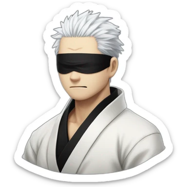 gojo satoru with white hair and black blindfold in jujutsu kaisen sticker