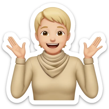 Hands crossing neck choking signal while laughing sticker