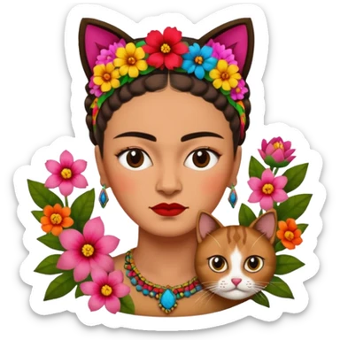 Frida Kahlo with cat sticker