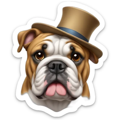 english bulldog wearing a hat sticker